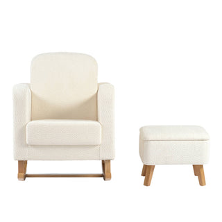 Soother Nursing Chair and Footstool Off White Boucle product image 2