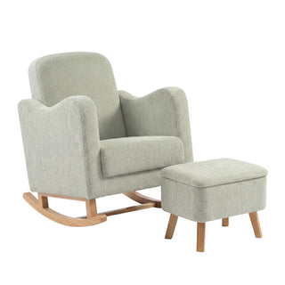 Soother Nursing Chair and Footstool Sage Boucle lifestyle image